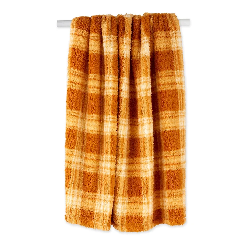 DII® Pumpkin Spice Farmhouse Plush Plaid Throw