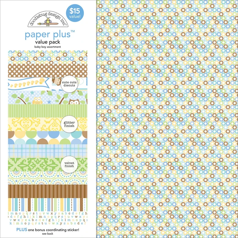 Doodlebug Design Inc.™ Baby Boy Paper Plus Value Pack, 12" x 12"