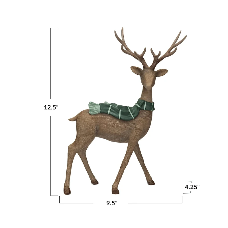 Hello Honey® 12.5" Brown & Green Standing Deer with Scarf