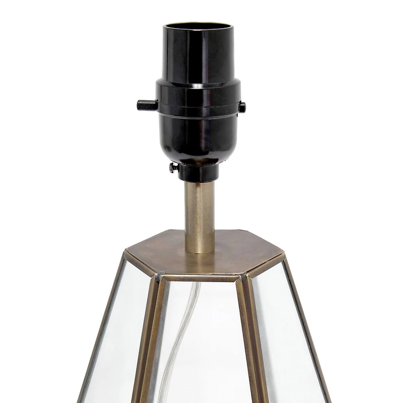 Lalia Home 18" Transparent Triagonal Brass Table Lamp