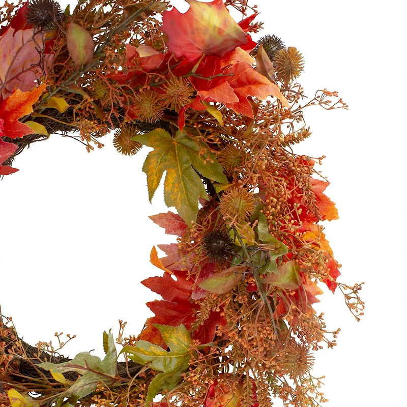 24" Autumn Harvest Maple Leaf with Berries Wreath