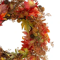 24" Autumn Harvest Maple Leaf with Berries Wreath