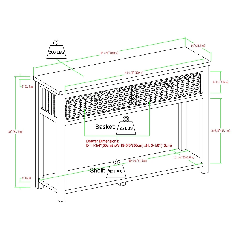 Walker Edison Espresso Mission Storage Entry Table