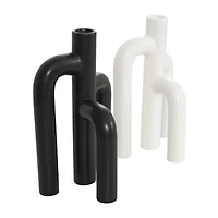CosmoLiving by Cosmopolitan 10" Black & White Ceramic Abstract 3-Arch Vase Set