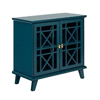 Walker Edison 32" Blue Fretwork Accent Storage Cabinet