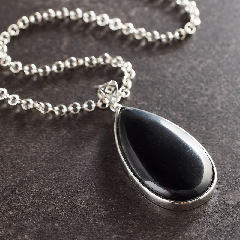 Black Jasper Teardrop Pendant by Bead Landing™