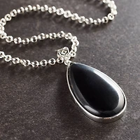 Black Jasper Teardrop Pendant by Bead Landing™
