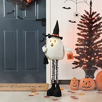 Glitzhome® 38" Lighted Halloween Fabric Ghost Standing Décor with Timer