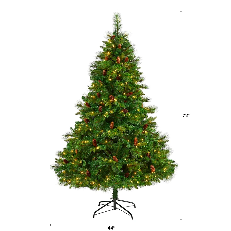 6ft. Pre-Lit West Virginia Mixed Pine Artificial Christmas Tree, Clear LED Lights