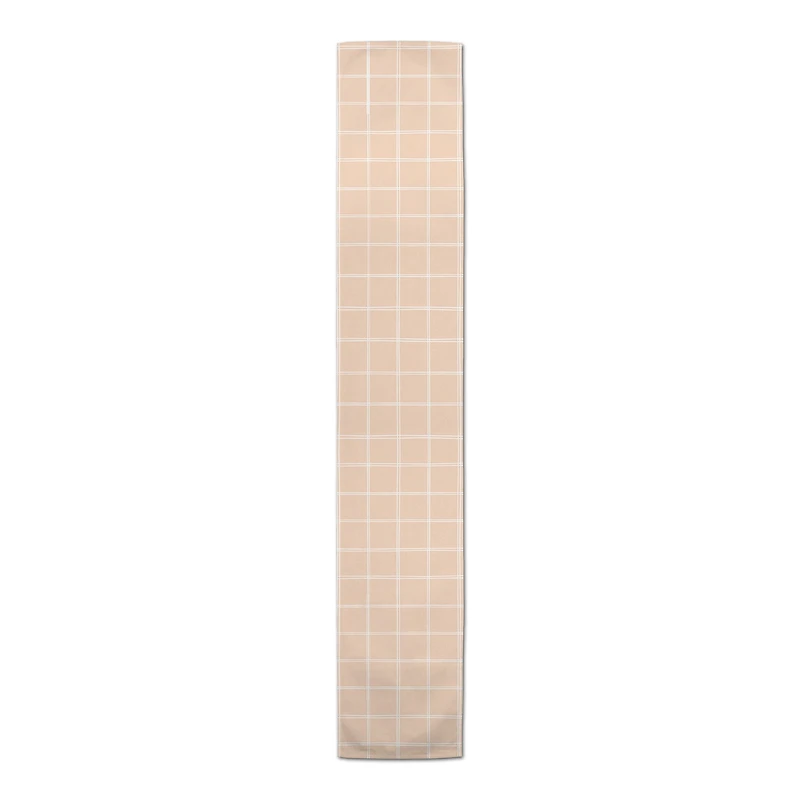 72'' Peach Grid Cotton Twill Table Runner