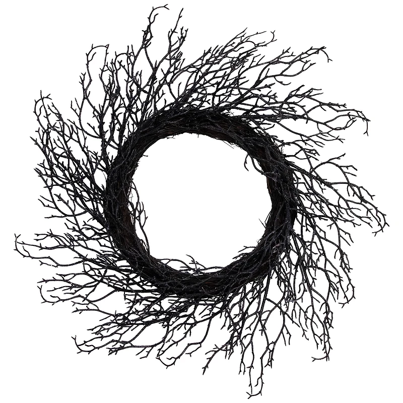 24" Black Halloween Twig Wreath