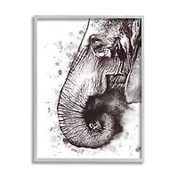 Stupell Industries Elephant Paint Splatter Gray Framed Wall Art