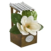 14" Magnolia Artificial Arrangement in Tin Roof Planter
