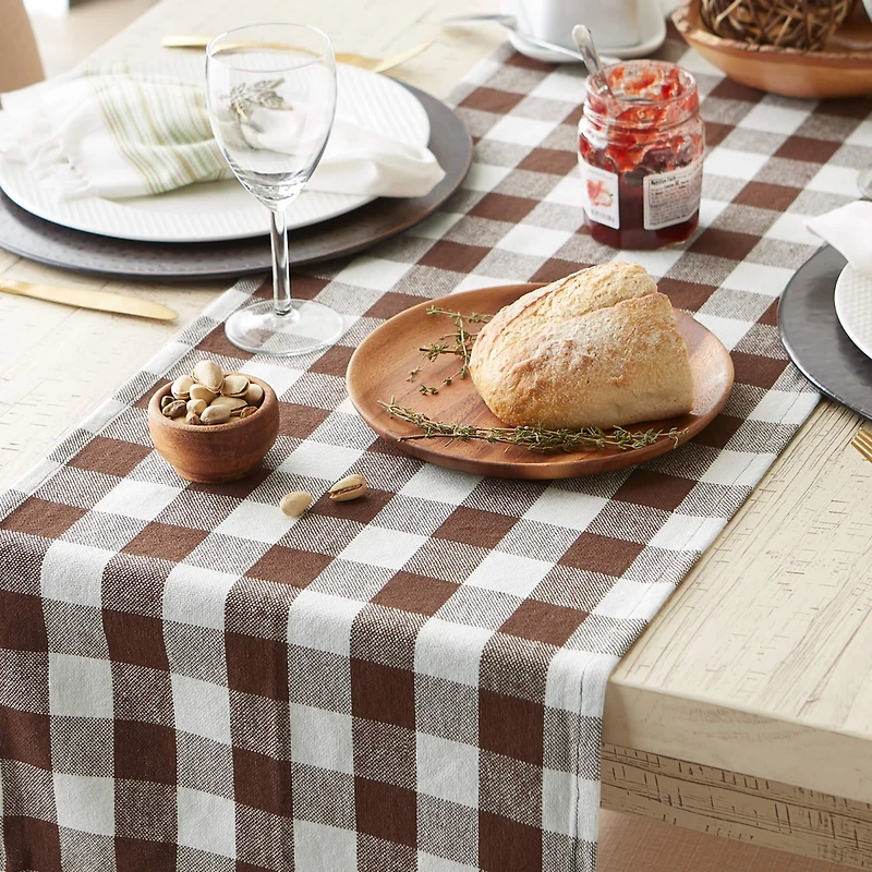 DII® 108" Heavyweight Check Fringed Table Runner