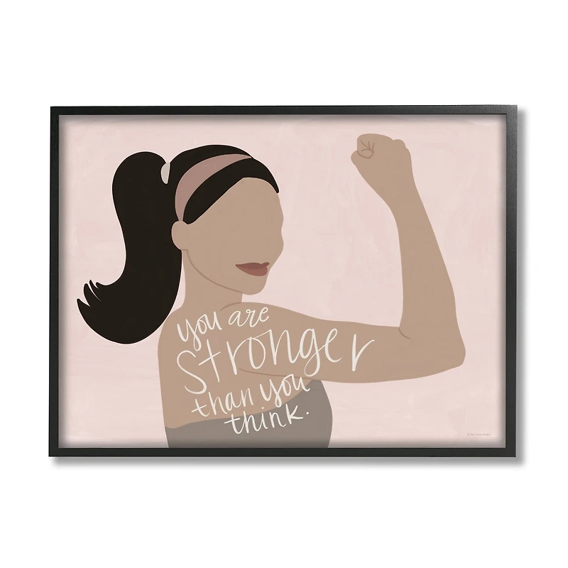 Stupell Industries You're Stronger Than You Think Phrase Motivational Woman Framed Wall Art