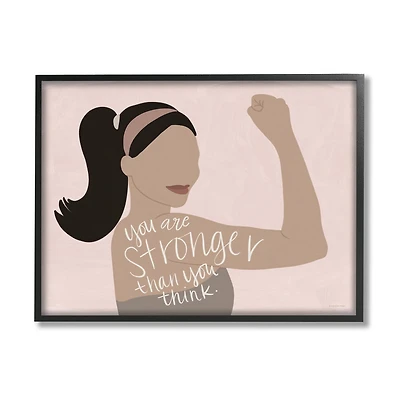 Stupell Industries You're Stronger Than You Think Phrase Motivational Woman Framed Wall Art