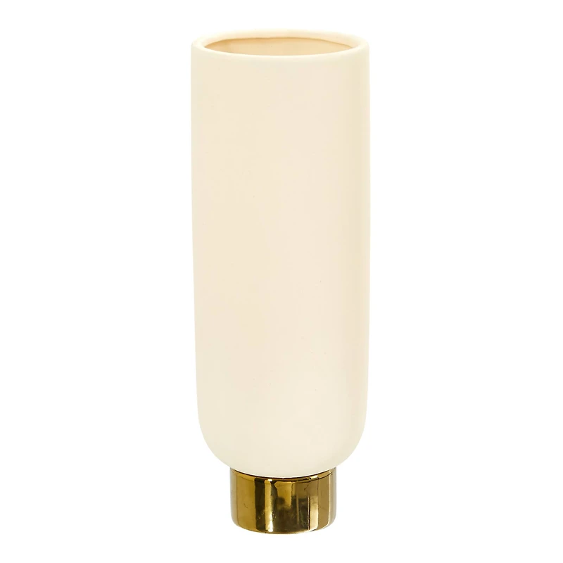 12.75" Elegance Ceramic Cylinder Vase with Gold Accents