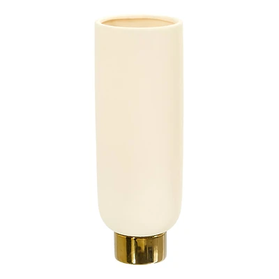 12.75" Elegance Ceramic Cylinder Vase with Gold Accents