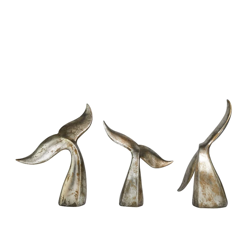 Silver Whale Tail Sculpture Set
