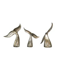 Silver Whale Tail Sculpture Set