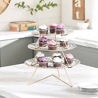 Set of 3 White Metal Farmhouse Cake Stand, 11", 12", 14"