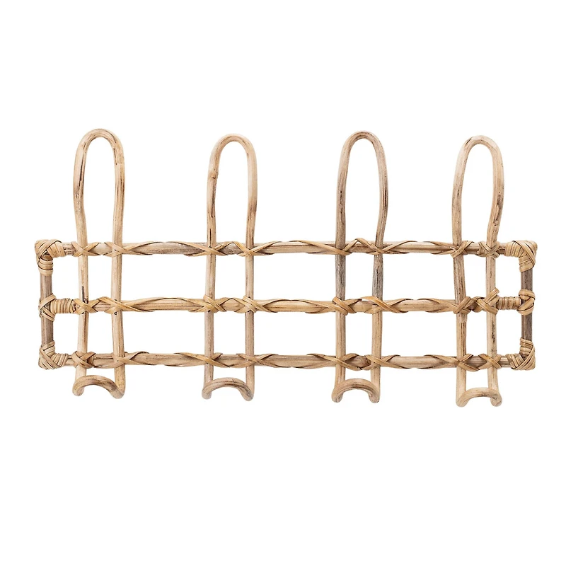 Hello Honey® Beige Rattan Wall Hanger with 4 Hooks