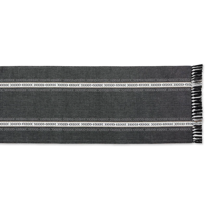 DII® 108" Dobby Striped Fringe Ribbed Table Runner