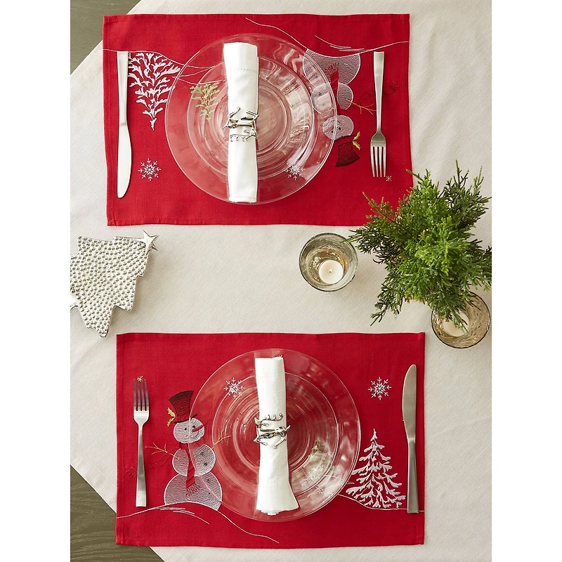 DII® Embroidered Snowman Placemats, 4ct.