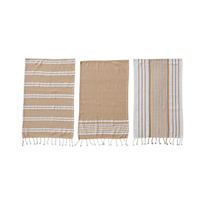 Hello Honey® Tan & White Cotton Tea Towels, 3ct.