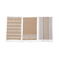 Hello Honey® Tan & White Cotton Tea Towels, 3ct.