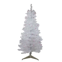 4ft. Pre-Lit White Iridescent Pine Artificial Christmas Tree, Purple Lights