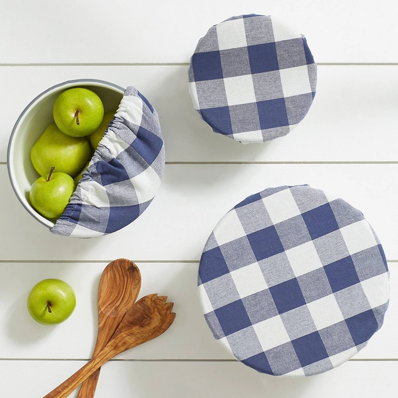 DII® Assorted French Blue Buffalo Check Woven Dish Cover Set