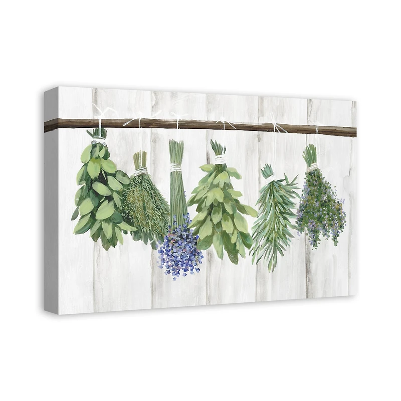 Whitewash Hanging Herbs Canvas Wall Art