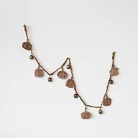 Hello Honey® 6ft. Decorative Hand-Woven Mélange Fabric Pumpkin & Metal Bell Garland