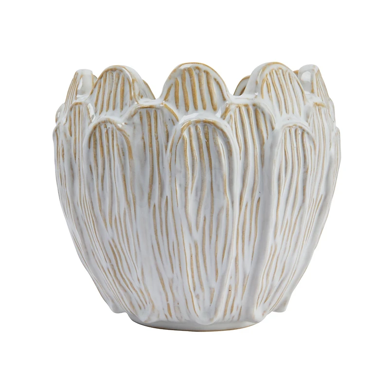 Hello Honey® 8" Ivory Stoneware Flower Shaped Planter