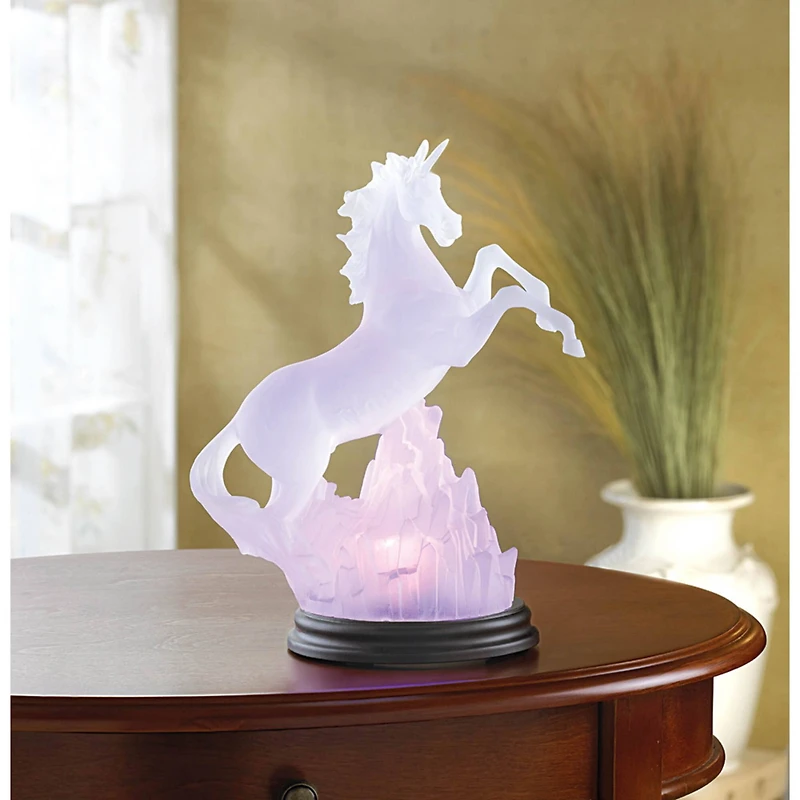 Rainbow Light-Up Frosted Unicorn Figurine 7.25" x 4.75" x 10