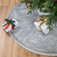 Silver Fox Faux Fur Christmas Tree Skirt - 48"