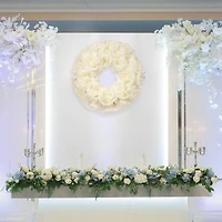 17" White Rose Wreath