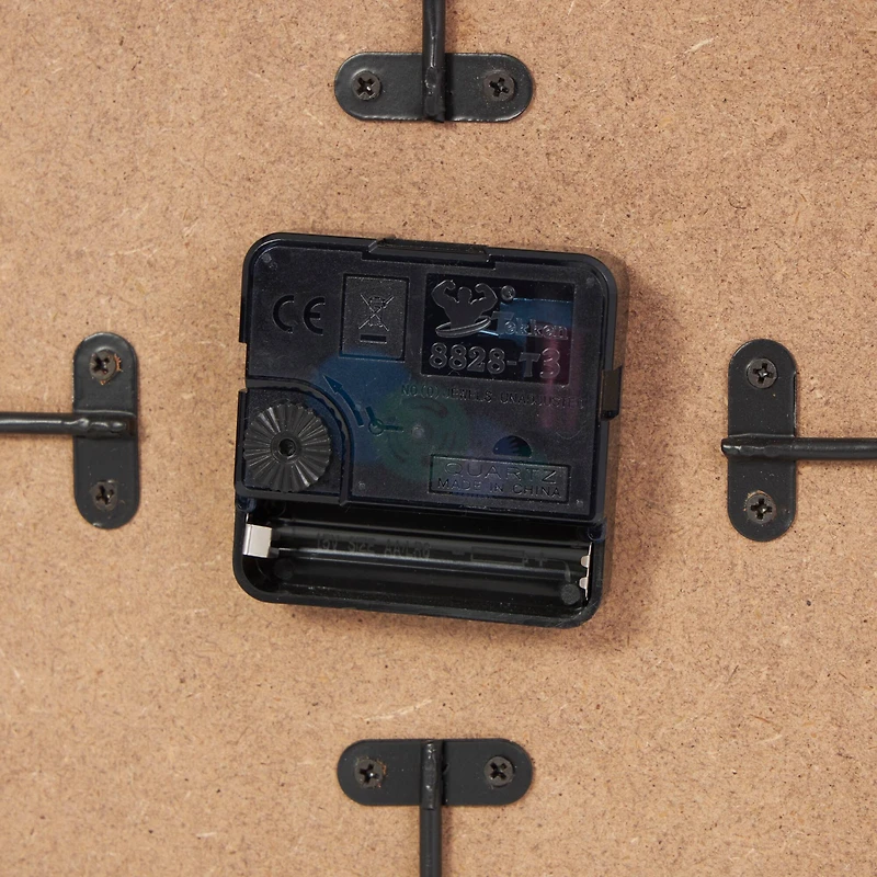 9" Black Geometric Open Frame Square Clock with Grid Pattern