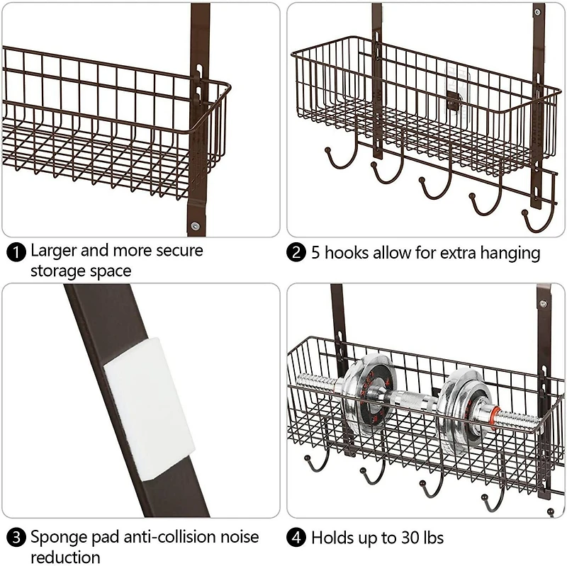 NEX™ Brown Over The Door Hanging Organizer Rack