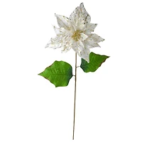 White & Gold Christmas Poinsettia Stem