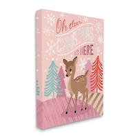 Stupell Industries Oh Deer Christmas Is Here Phrase Canvas Wall Art