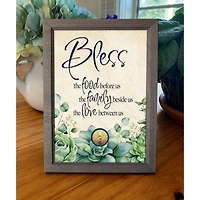 Bless Food, Family, Love With Angel Coin in 5" x 7" Frame