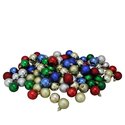 96ct. 1.5" Vibrantly Colored Shatterproof 4-Finish Christmas Ball Ornaments