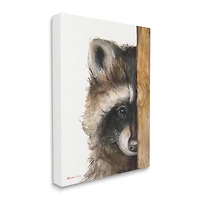 Stupell Industries Raccoon with Wood Fence Illustration Canvas Wall Art