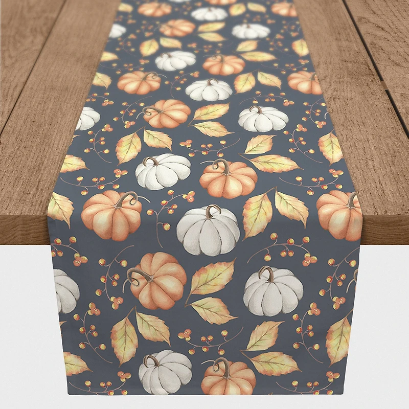 90" Harvest Pumpkins & Leaves Table Runner