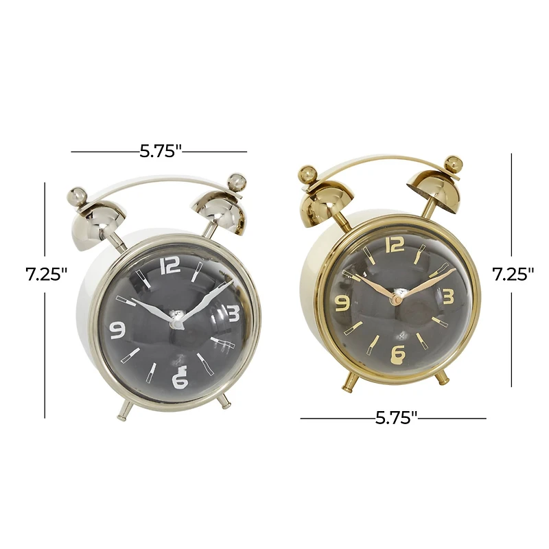 7" Gold Stainless Steel & Aluminum Contemporary Clock Set
