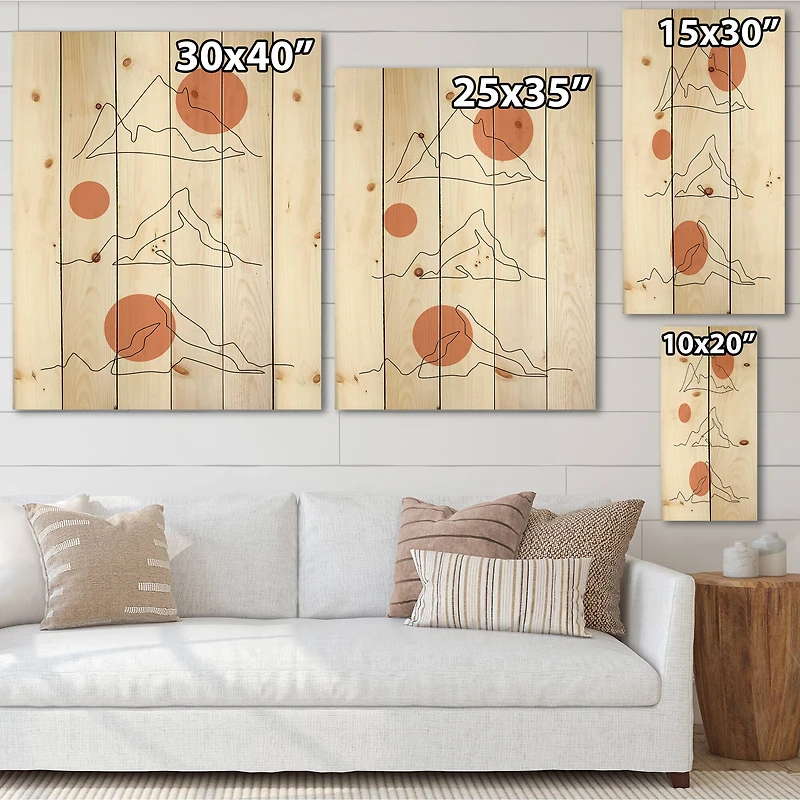 Designart - Abstract Mountain Range With Red Moons