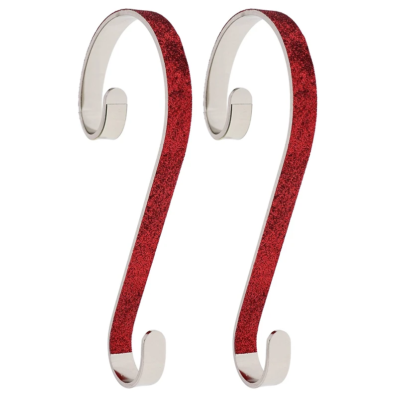 Haute Decor Stocking Scroll® Red Glitter Stocking Holders, 2ct.