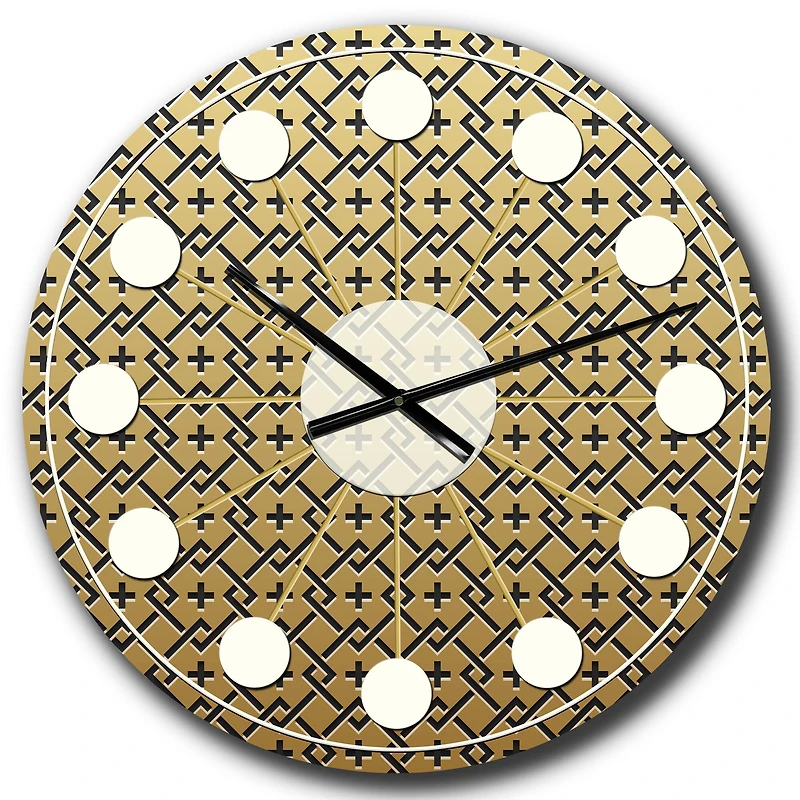 Designart 'Golden Luxury Metallic Geometrics Xviii Mid-Century Modern Wall Clock